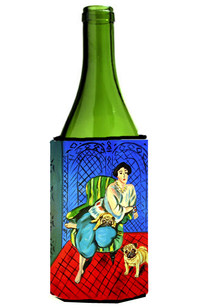 Picture of Carolines Treasures 7072LITERK Lady with her Fawn Pug Wine bottle sleeve Hugger 24 oz.