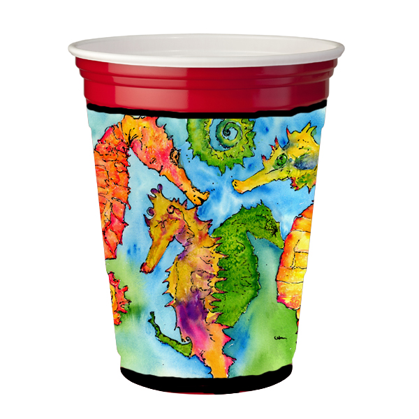 Seahorse Red Solo Cup bottle sleeve Hugger 16 to 22 oz.