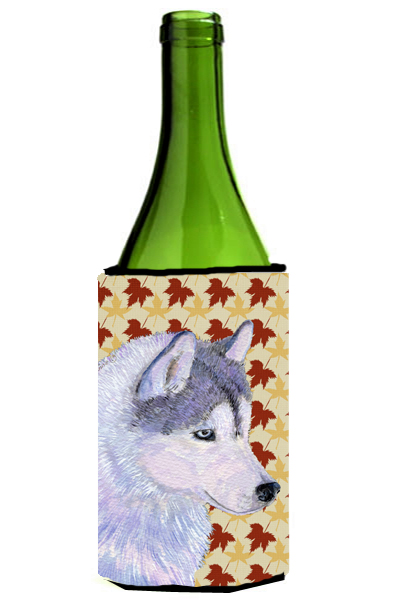 Siberian Husky Fall Leaves Portrait Wine bottle sleeve Hugger 24 oz.