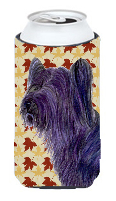 Skye Terrier Fall Leaves Portrait Tall Boy bottle sleeve Hugger 22 to 24 oz.