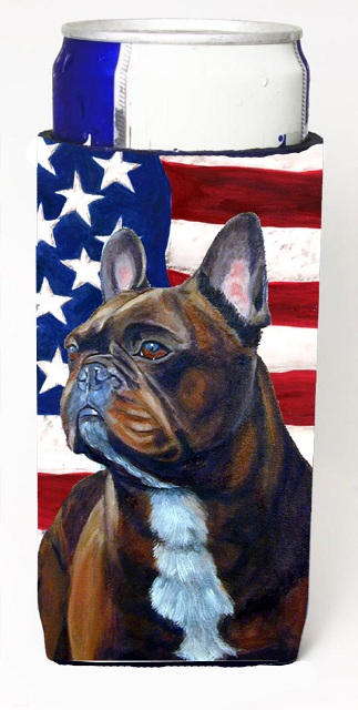 USA American Flag with French Bulldog Michelob Ultra bottle sleeves for slim cans 12 oz.