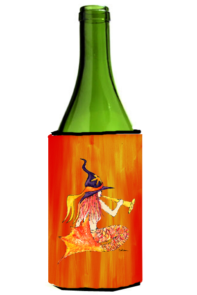 Picture of Carolines Treasures 8629LITERK Mermaid in Witches Hat Halloween Wine bottle sleeve Hugger 24 oz.