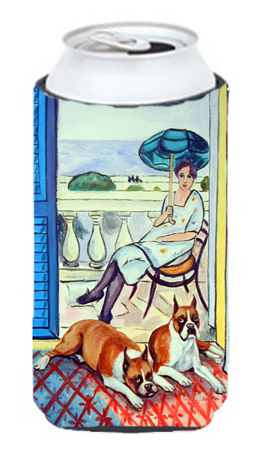 Lady with her Boxer Tall Boy bottle sleeve Hugger 22 to 24 oz.