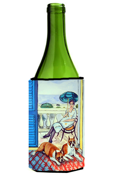 Picture of Carolines Treasures 7068LITERK Lady with her Boxer Wine bottle sleeve Hugger 24 oz.