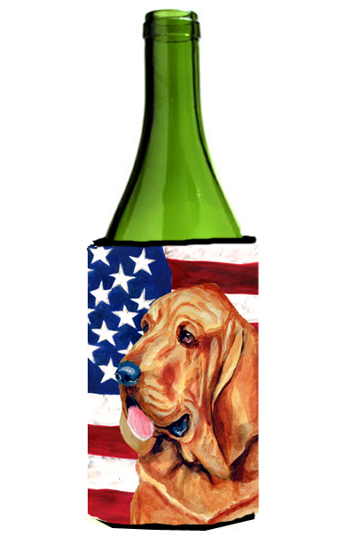 USA American Flag with Bloodhound Wine bottle sleeve Hugger 24 oz.
