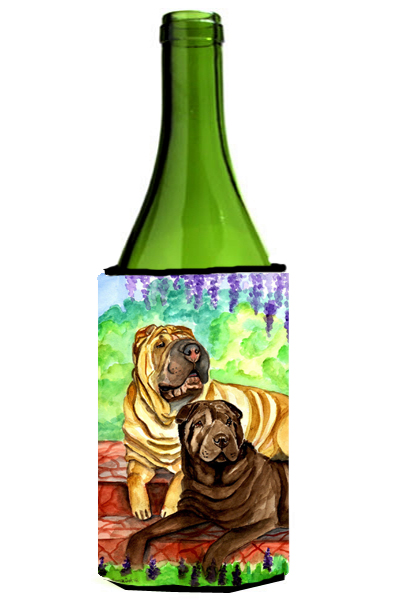 Picture of Carolines Treasures 7070LITERK Shar Pei Fawn and Chocolate Wine bottle sleeve Hugger 24 oz.