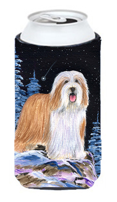 Starry Night Bearded Collie Tall Boy bottle sleeve Hugger 22 to 24 oz.