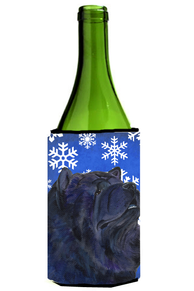Chow Chow Winter Snowflakes Holiday Wine bottle sleeve Hugger 24 oz.