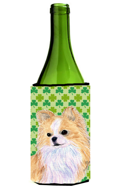 Chihuahua St. Patricks Day Shamrock Wine bottle sleeve Hugger 24 oz.