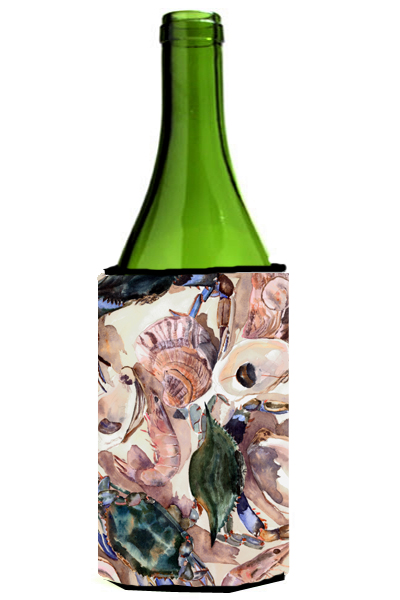 Picture of Carolines Treasures 8618LITERK Crab and Oysters Wine bottle sleeve Hugger 24 oz.