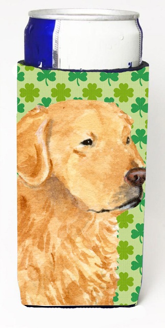 Golden Retriever St. Patrick's Day Shamrock Portrait Michelob Ultra bottle sleeves For Slim Cans - 12 oz.