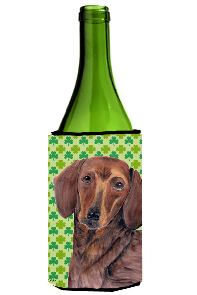 Dachshund St. Patricks Day Shamrock Portrait Wine bottle sleeve Hugger - 24 oz.