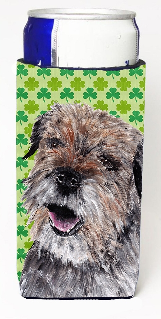 Border Terrier St Patricks Irish Michelob Ultra bottle sleeves For Slim Cans - 12 oz.