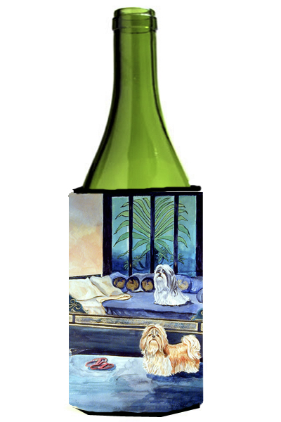 Picture of Carolines Treasures 7082LITERK Shih Tzu Double Trouble Wine bottle sleeve Hugger - 24 oz.
