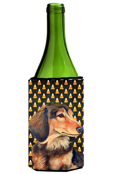Dachshund Candy Corn Halloween Portrait Wine bottle sleeve Hugger - 24 oz.