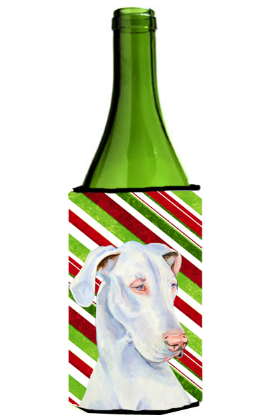 Picture of Carolines Treasures LH9221LITERK Great Dane Candy Cane Holiday Christmas Wine bottle sleeve Hugger - 24 oz.