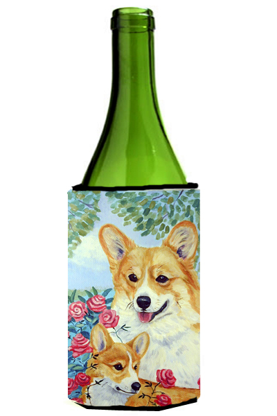 Picture of Carolines Treasures 7084LITERK Corgi Momma Loves Roses Wine bottle sleeve Hugger - 24 oz.