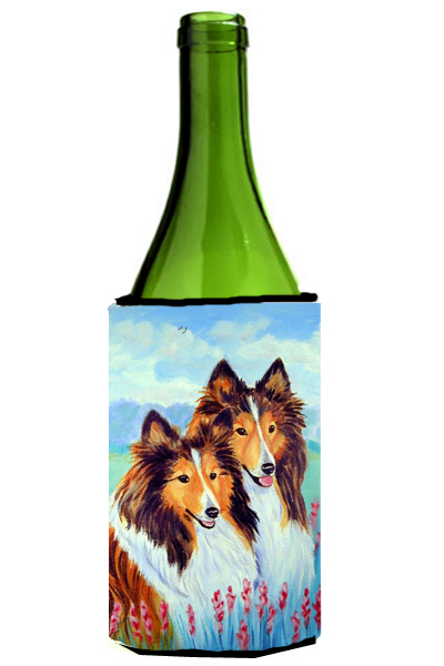 Picture of Carolines Treasures 7086LITERK Sable Shelties Double Trouble Wine bottle sleeve Hugger - 24 oz.
