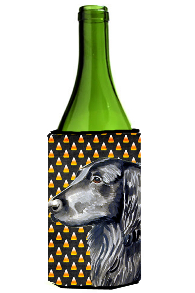 Flat Coated Retriever Candy Corn Halloween Portrait Wine bottle sleeve Hugger - 24 oz.