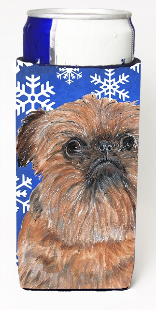 Brussels Griffon Blue Snowflake Winter Michelob Ultra bottle sleeves For Slim Cans - 12 oz.