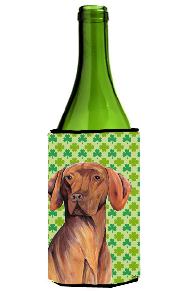 Picture of Carolines Treasures SC9298LITERK Vizsla St. Patricks Day Shamrock Portrait Wine bottle sleeve Hugger - 24 oz.
