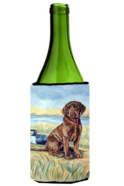 Picture of Carolines Treasures 7090LITERK Chocolate Labrador Puppy Wine bottle sleeve Hugger - 24 oz.