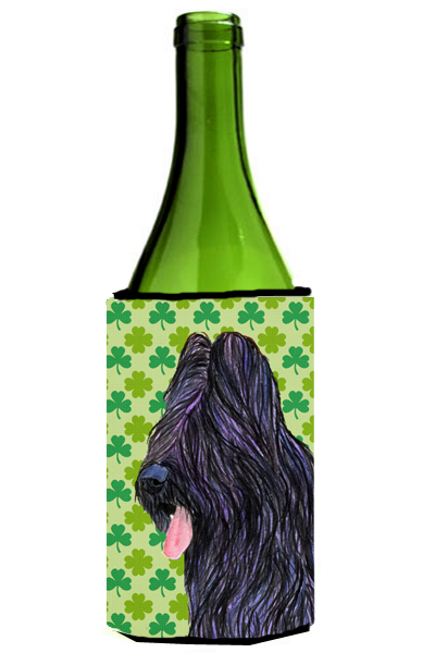 Briard St. Patricks Day Shamrock Portrait Wine bottle sleeve Hugger - 24 oz.