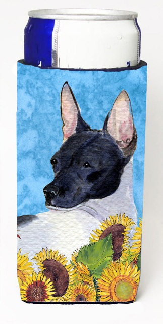Picture of Carolines Treasures SS4113MUK Rat Terrier In Summer Flowers Michelob Ultra bottle sleeves For Slim Cans - 12 oz.
