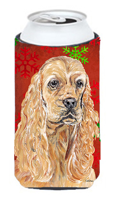 Cocker Spaniel Red Snowflake Christmas Tall Boy bottle sleeve Hugger - 22 To 24 oz.