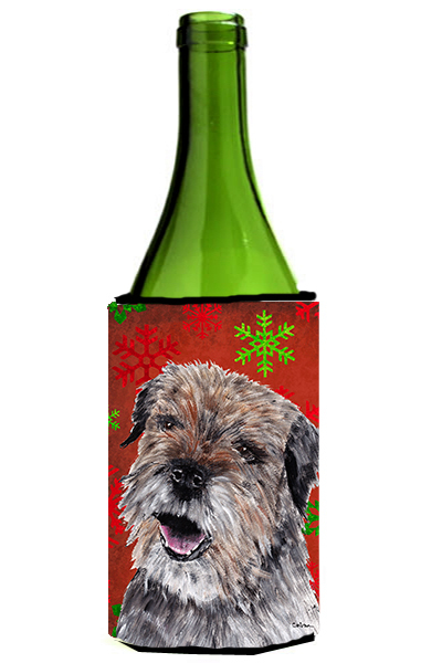 Border Terrier Red Snowflake Christmas Wine bottle sleeve Hugger - 24 oz.