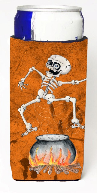 Skeleton Jumping From Witches Caldron Halloween Michelob Ultra bottle sleeves For Slim Cans - 12 oz.