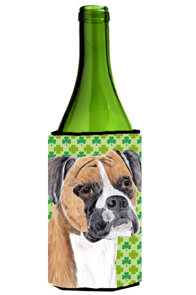 Boxer St. Patricks Day Shamrock Portrait Wine bottle sleeve Hugger - 24 oz.
