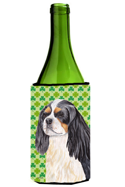 Cavalier Spaniel St. Patricks Day Shamrock Portrait Wine bottle sleeve Hugger - 24 oz.