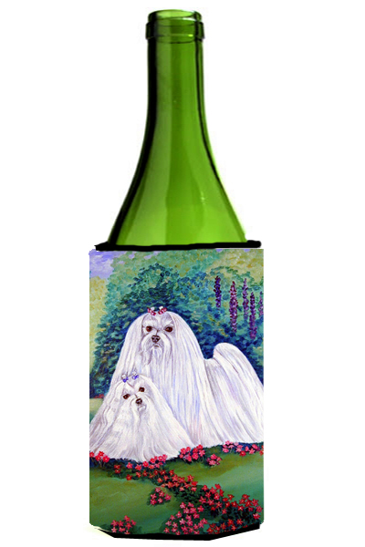 Picture of Carolines Treasures 7104LITERK Maltese Momma And Puppy Wine bottle sleeve Hugger - 24 oz.