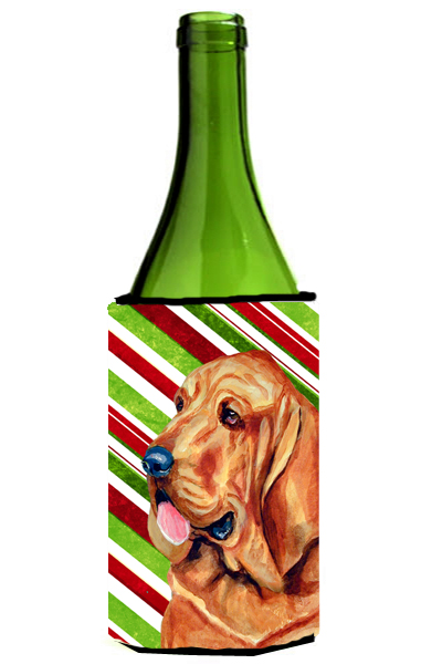 Bloodhound Candy Cane Holiday Christmas Wine bottle sleeve Hugger - 24 oz.