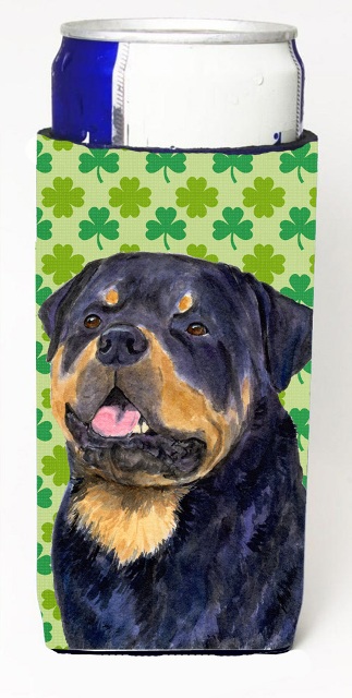 Rottweiler St. Patricks Day Shamrock Portrait Michelob Ultra bottle sleeves For Slim Cans - 12 oz.