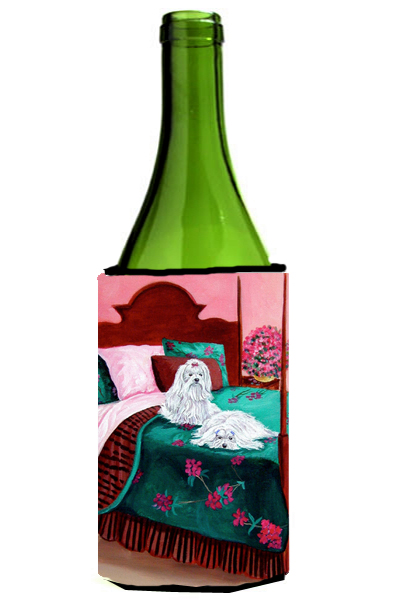 Picture of Carolines Treasures 7110LITERK Maltese And Puppy Waiting On You Wine bottle sleeve Hugger - 24 oz.