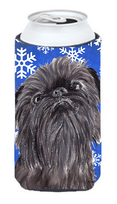 SC9601TBC Brussels Griffon Blue Snowflake Winter Tall Boy bottle sleeve Hugger - 22 To 24 oz.