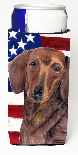Usa American Flag With Dachshund Michelob Ultra bottle sleeves For Slim Cans - 12 oz.