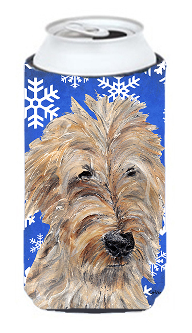 Goldendoodle Blue Snowflake Winter Tall Boy bottle sleeve Hugger - 22 To 24 oz.