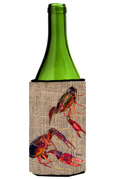 Crawfish On Faux Burlap Wine bottle sleeve Hugger - 24 oz.