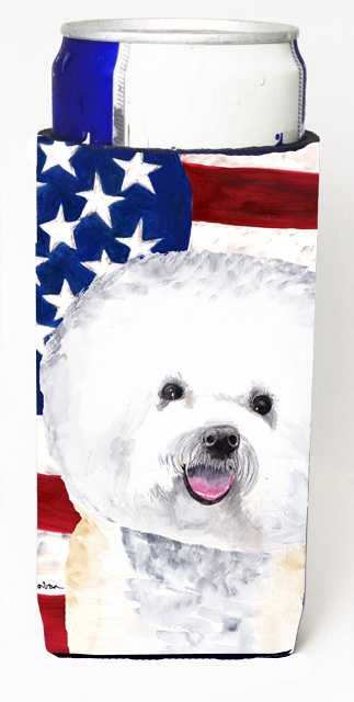 Usa American Flag With Bichon Frise Michelob Ultra bottle sleeves For Slim Cans - 12 oz.