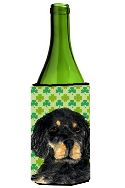 Gordon Setter St. Patricks Day Shamrock Portrait Wine bottle sleeve Hugger - 24 oz.