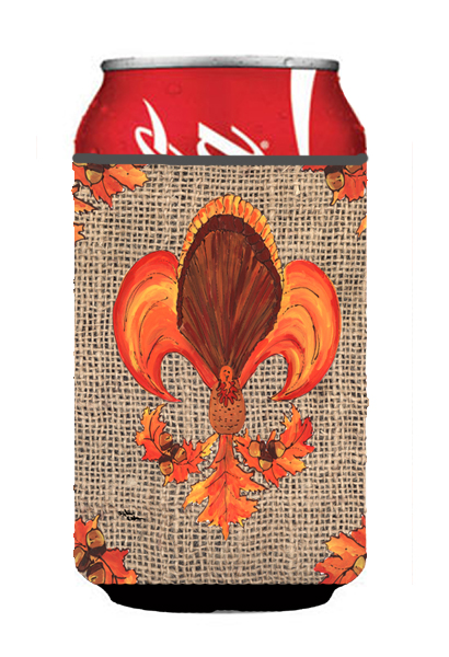 Thanksgiving Turkey Fleur De Lis Can Or bottle sleeve Hugger - 12 oz.