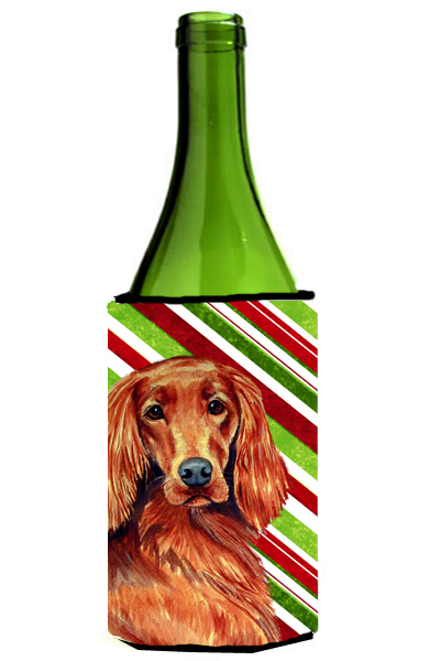 Irish Setter Candy Cane Holiday Christmas Wine bottle sleeve Hugger - 24 oz.