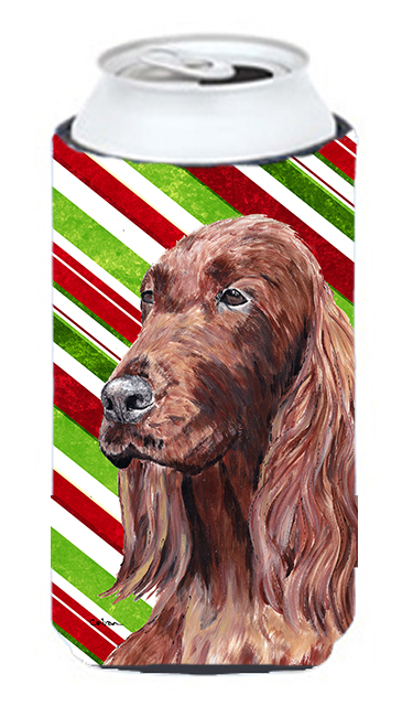 Irish Setter Candy Cane Christmas Tall Boy bottle sleeve Hugger - 22 To 24 oz.
