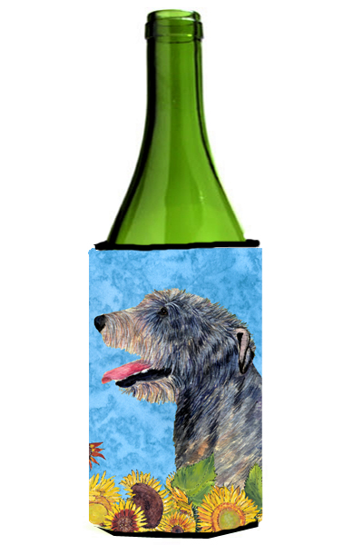 Irish Wolfhound In Summer Flowers Wine bottle sleeve Hugger - 24 oz.