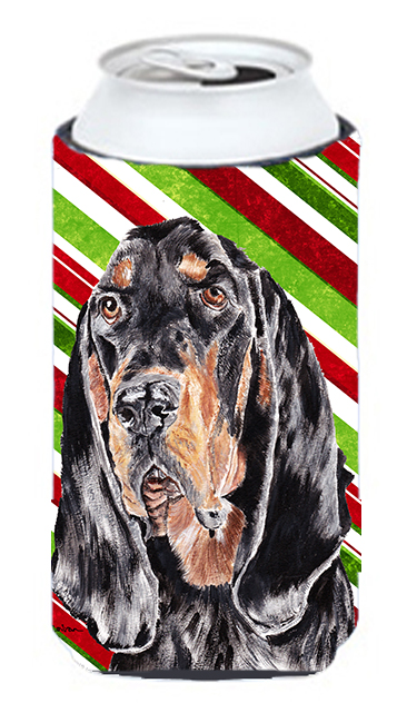Coonhound Candy Cane Christmas Tall Boy bottle sleeve Hugger - 22 To 24 oz.