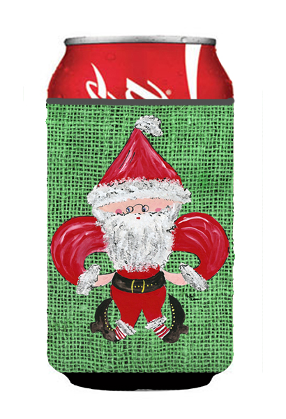 Christmas Santa Fleur De Lis Can Or bottle sleeve Hugger - 12 oz.
