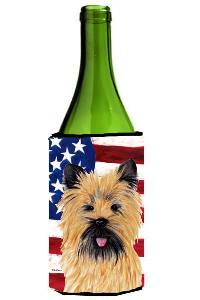 Usa American Flag With Cairn Terrier Wine bottle sleeve Hugger - 24 oz.